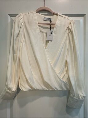 Greylin Wrap Front Blouse in Ivory